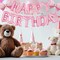 16-Inch Pink Happy Birthday Balloon Letters Banner with 2 Mini Bow Balloons – Foil Mylar Birthday Party Decorations for Girls, Pink Theme Party Supplies (Pink)